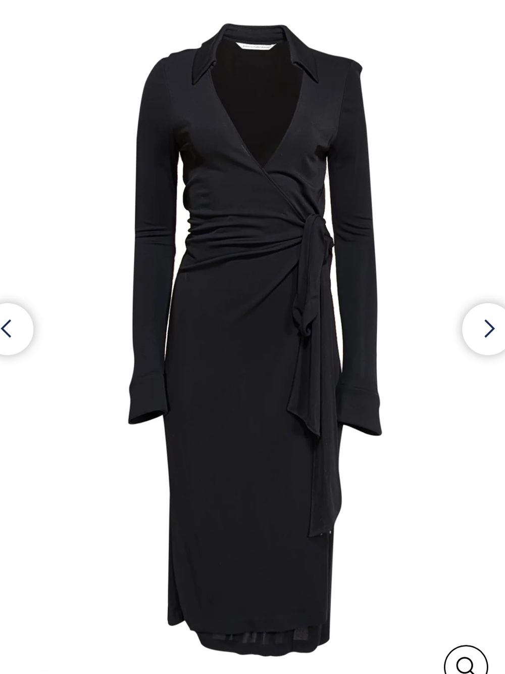 Diane Von Furstenberg Black Long-Sleeve Wrap Midi Dress